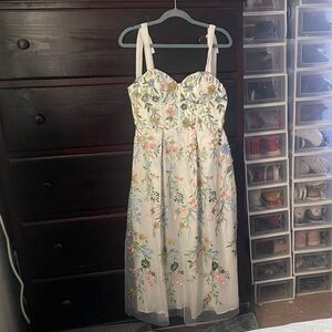 Floral Embroidered Dress with Spaghetti Straps